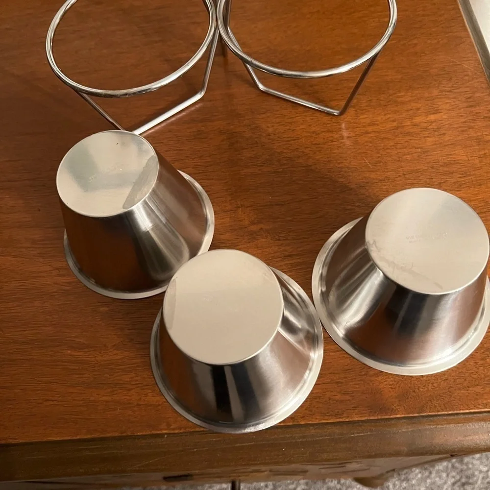 Vintage Stainless Steel & Wood Condiment Caddy - snack caddy